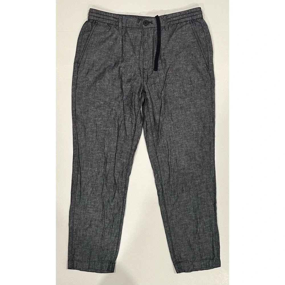 Banana Republic Mens Mason Athletic Tapered Pants Size 33x30 Linen Blend Gray